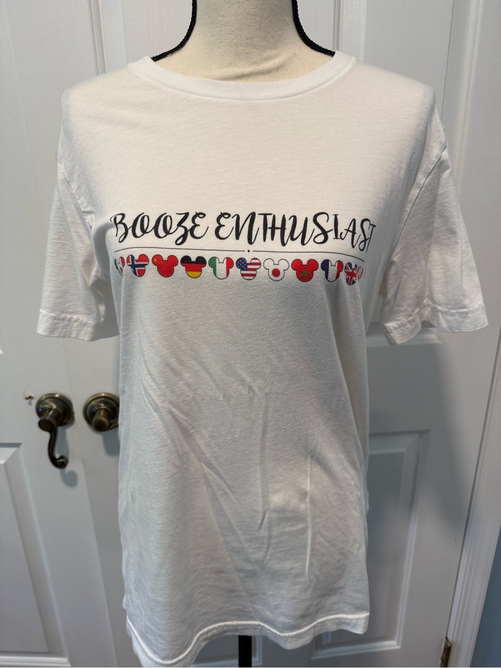 Women’s Epcot White "Booze Enthusiast" Graphic Tee with Multicolor Icons